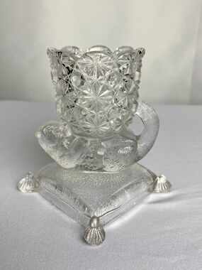 Vintage Early American Pattern Glass "Kitten on a Pillow" Toothpick Holder
